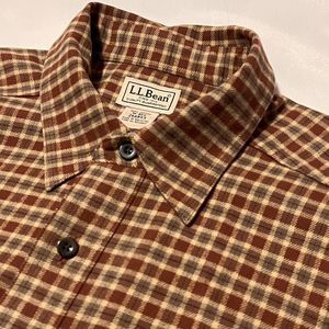LL Bean Men Long Sleeve Multicolor‎ Check Flannel Button Up Shirt Size Medium M